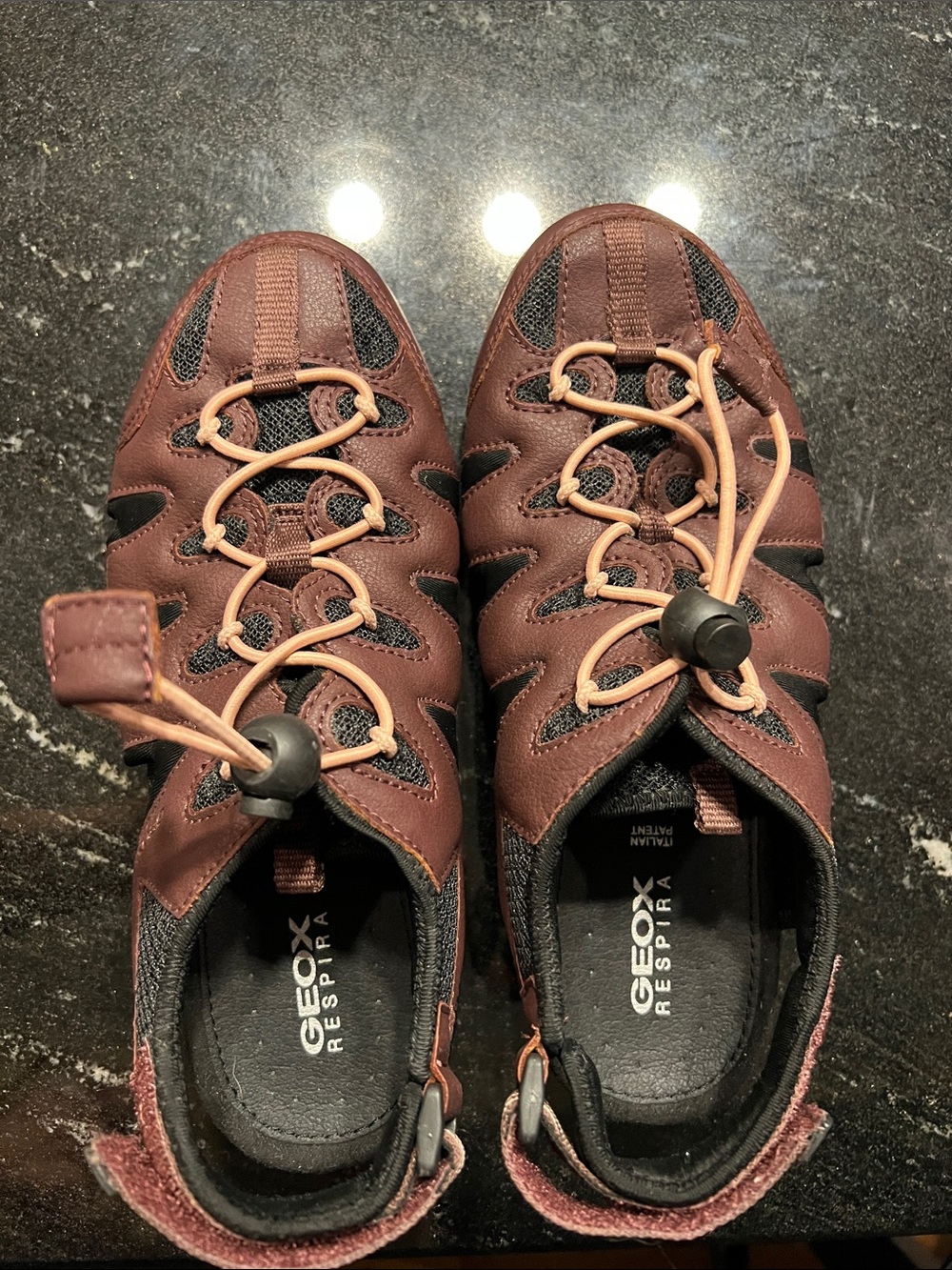 Geox Women’s Burgandy Brown Casual Lace-Closure Shoes